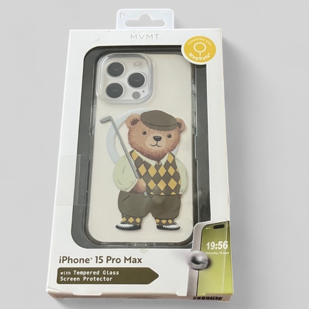 MVMT iPhone 15 Pro Max Tempered Glass Screen Phone Case Bear 3/$15 bundle sale!
